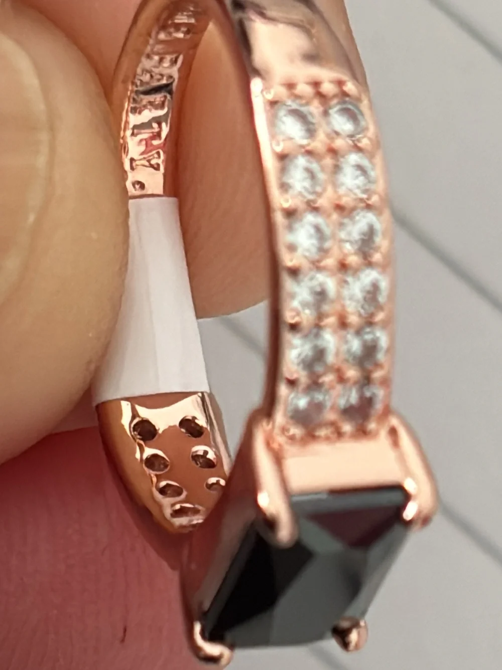 Bomb Party Rose Gold Tone and Black Stone Ring